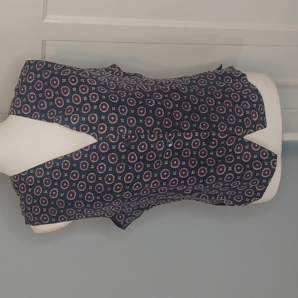 One Resource navy blue and purple button up vintage silk vest